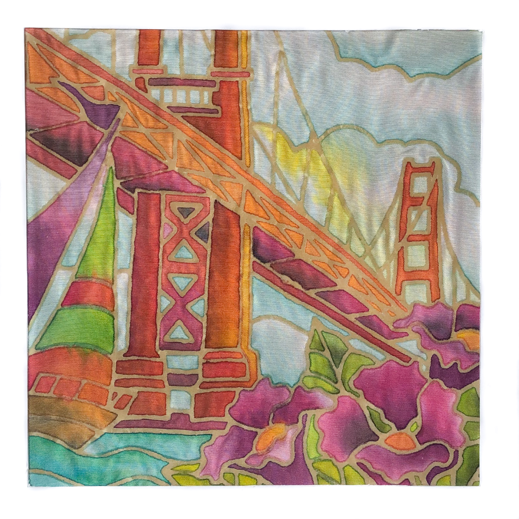 DIY Batik San Francisco Fabric Painting Kit - 8x8 Inch Wax Design, Paint, Brush and Palette
