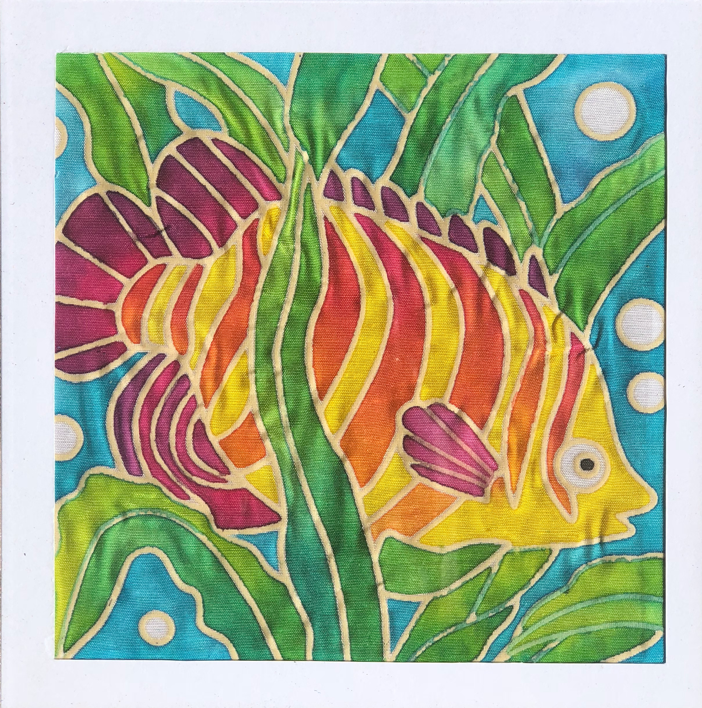 DIY Batik Tropical Fish Fabric Painting Kit - 8x8 Inch Wax Design, Paint, Brush and Palette